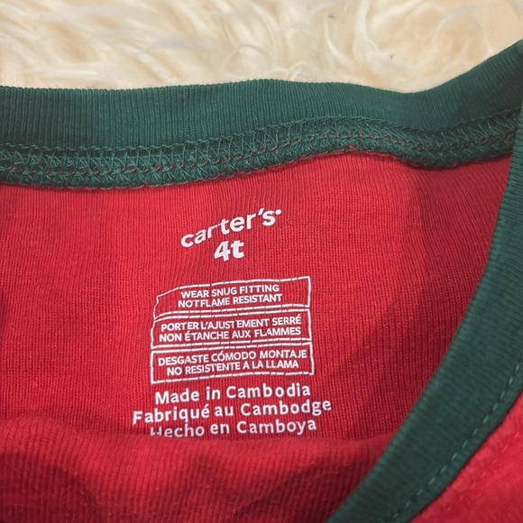 Carter’s Christmas Xmas Design Fleece Cotton Red Green Pajama Set in Size 4T - Picture 4 of 8